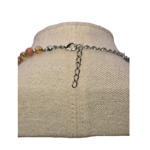 Bold Orange & Yellow Glass and Beaded Statement Vintage Necklace - Picture 5 of 5